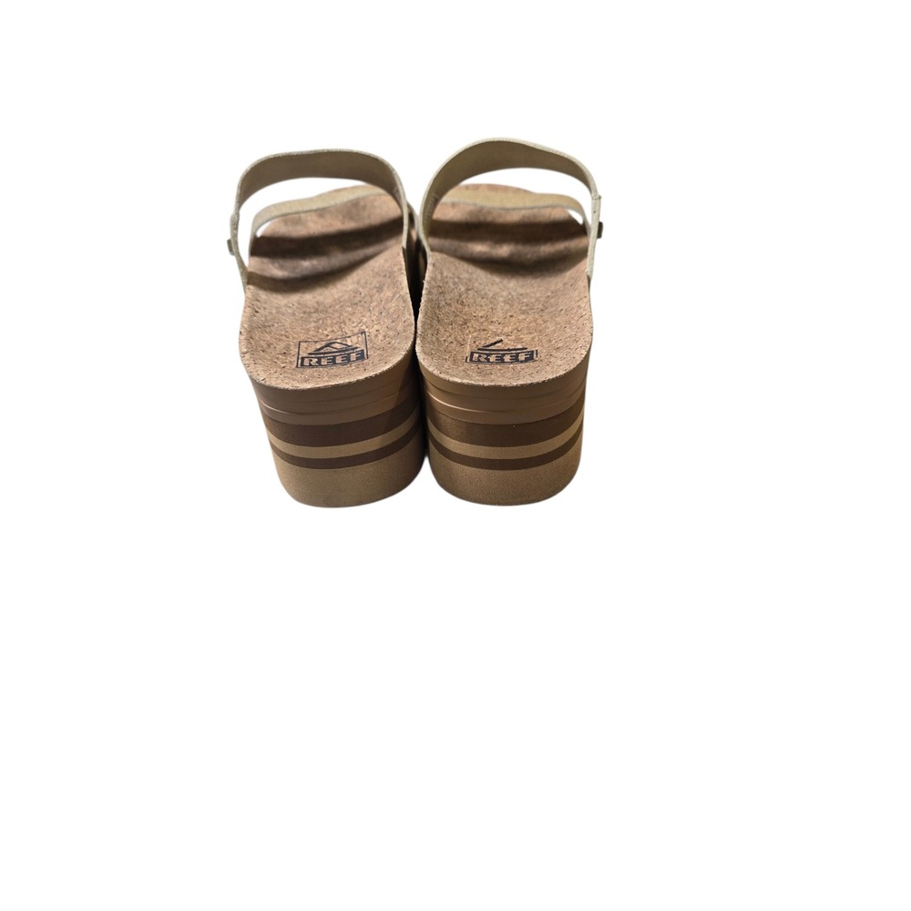 Reef Cushion Vista Higher Gold Champagne Platform Sandals Womens 10 Wedge Slide - Picture 5 of 7